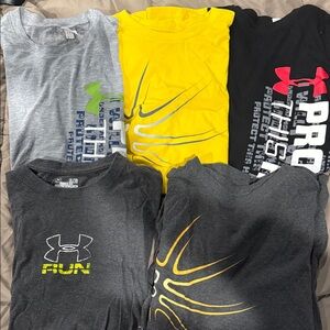 5 Shirts - Under Armour Assorted Graphic T-Shirts - Gray, Yellow, Black